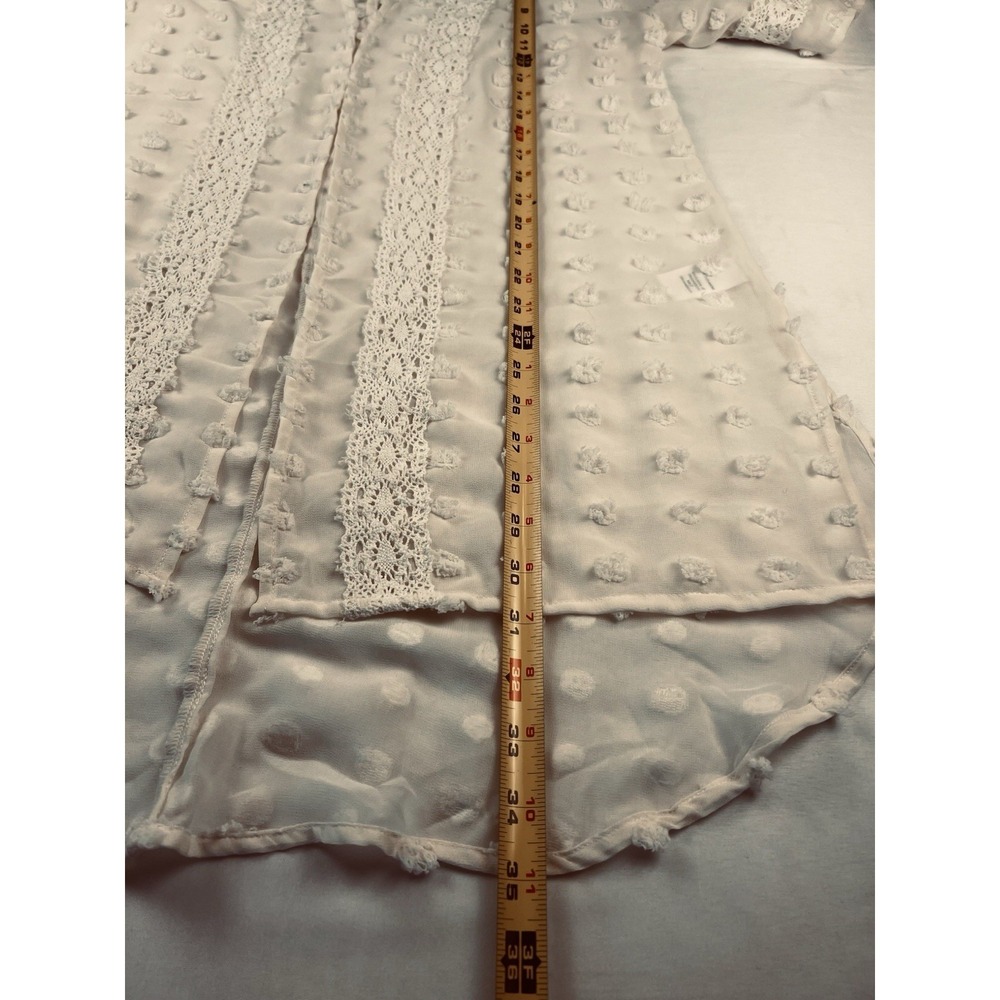 Maurices Sheer Open Cardigan Swiss Dot Cover Up Crochet Fairy Boho Ivory Med - Picture 10 of 11